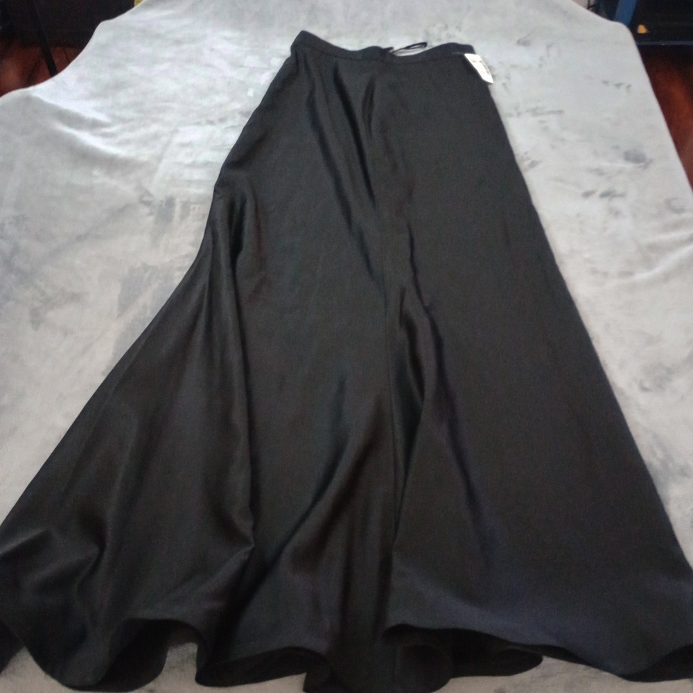 Tadashi Collection Tulip Skirt‎ Womens 10 Black Satin Maxi Formal Evening Gala